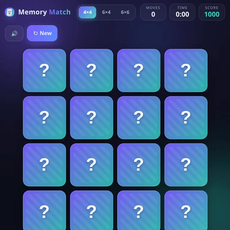 Memory Match browser game preview