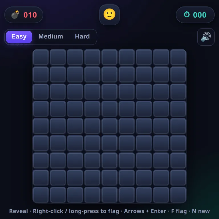 Minesweeper browser game preview